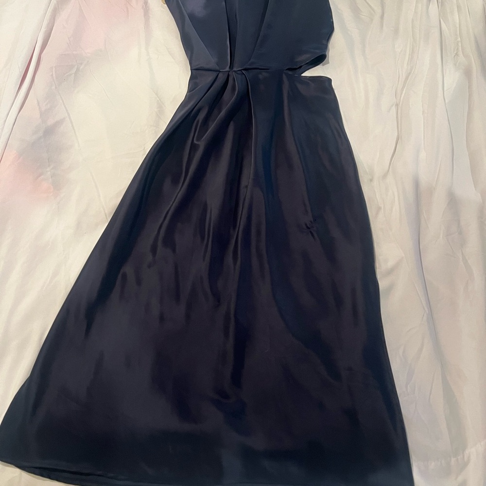 Navy Satin midi Dress
